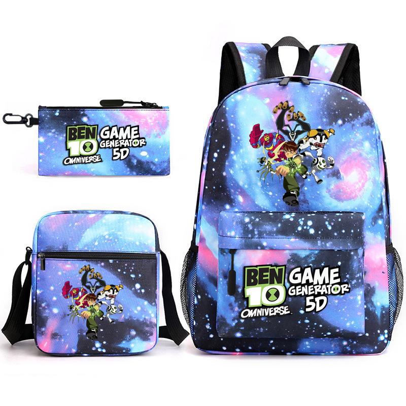 New Hacker Junior Starry Sky School Bag Three-piece Set 10 Heat Transfer Personalized Backpack Leisure Bag