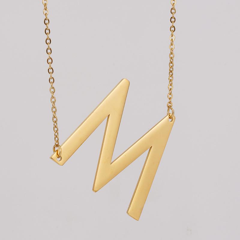 18K Gold Stainless Steel Alphabet Necklace—Women's Titanium Steel 26-Letter Pendant