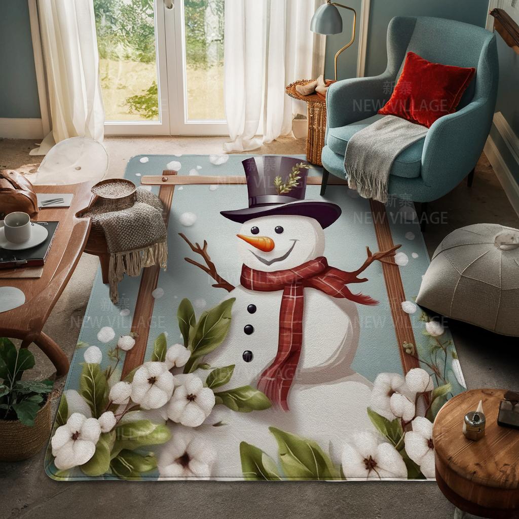 House Entrance Carpet Home Door Mat Living Room Bath Foot Bathroom Non-slip Water Absorption Rugs Bath Merry Christmas Winter