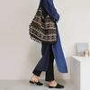 WTEMPO Große Kapazität Einzelne Schultertaschen im Ethno-Stil Damen Umhängetaschen aus Jacquard-Bohemien-Stil mit Fransenstoff