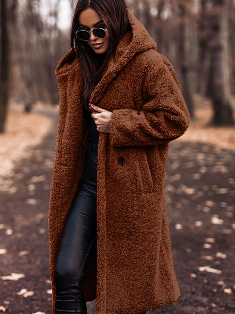 New Arrival Autumn Winter Long Sleeve Wool Blend Coat for Women