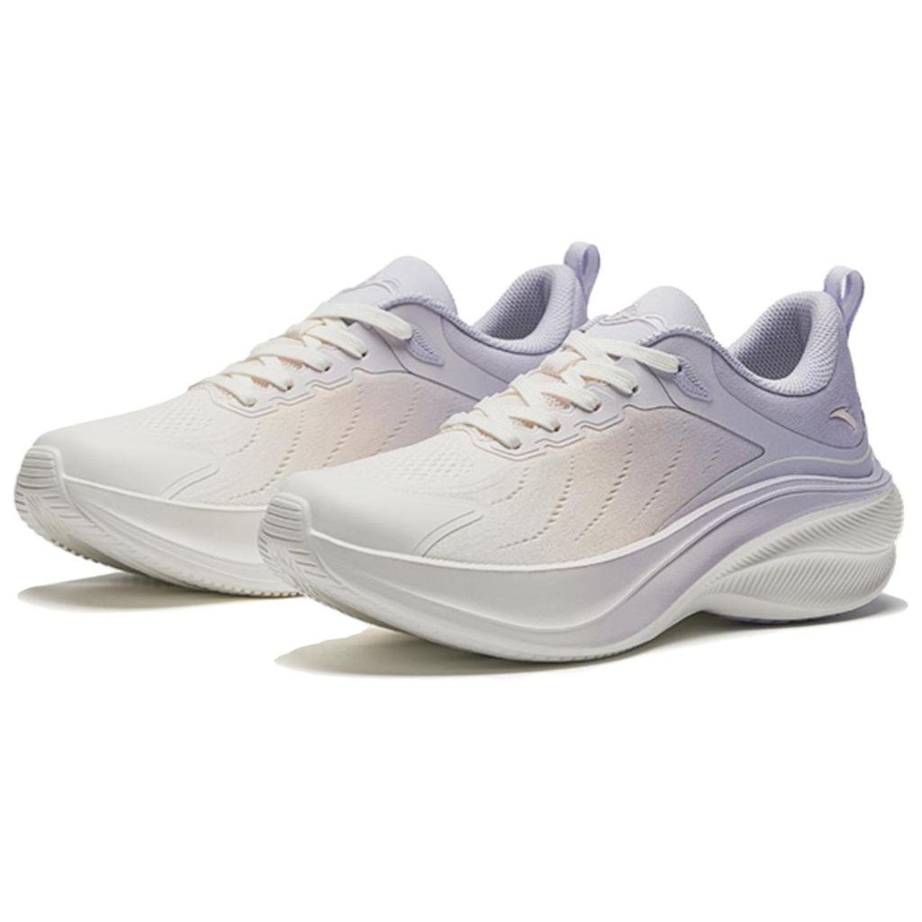 Anta Leaf Comfortable Versatile Fabric Increased Bounce Low-Top Running Shoes Women sneaker White Purple 122445535-4