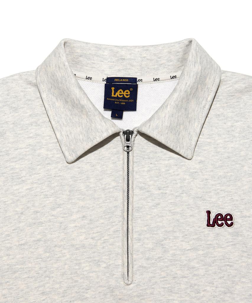 LEE Small Twitch Half Zip Collared Sweatshirt Oatmeal