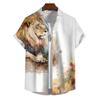 Autumn New Men's Shirt Tiger 1d Digital, Printed, Hawaii, Short Sleeve, Shirt, Men's Casual