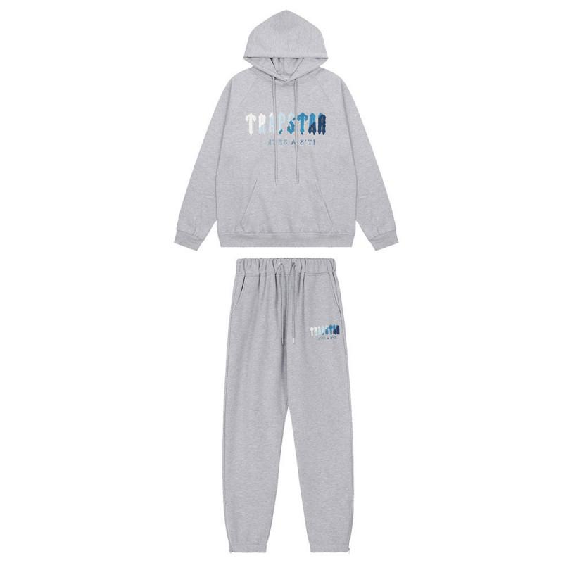 Herren Gradient Buchstaben Bestickter Hoodie Jogginganzug Set - Übergroß Fleece Warm Lässig Trainingsanzug Winter