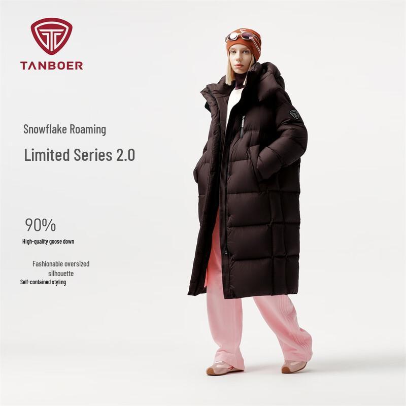 Tanboer Women's Long Goose Down Puffer Jacket with Detachable Hood TB5550830A