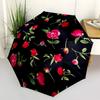 1pc Red Rose Pattern Folding Umbrella | Elegant Design, Fashionable Accessory, Durable Construction, Sturdy Ribs Yy251107106