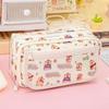 Canvas Capybara Pen Bag Large Capacity Stationery Bag Portable Cartoon Pencil Cases  Students Gift