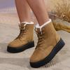 Women's Winter Chunky Platform Snow Boots Anti-Slip Comfortable Short Booties Shoes With Faux Fur Lining for Women Lace-Up Faux Suede Warm Ankle Boots