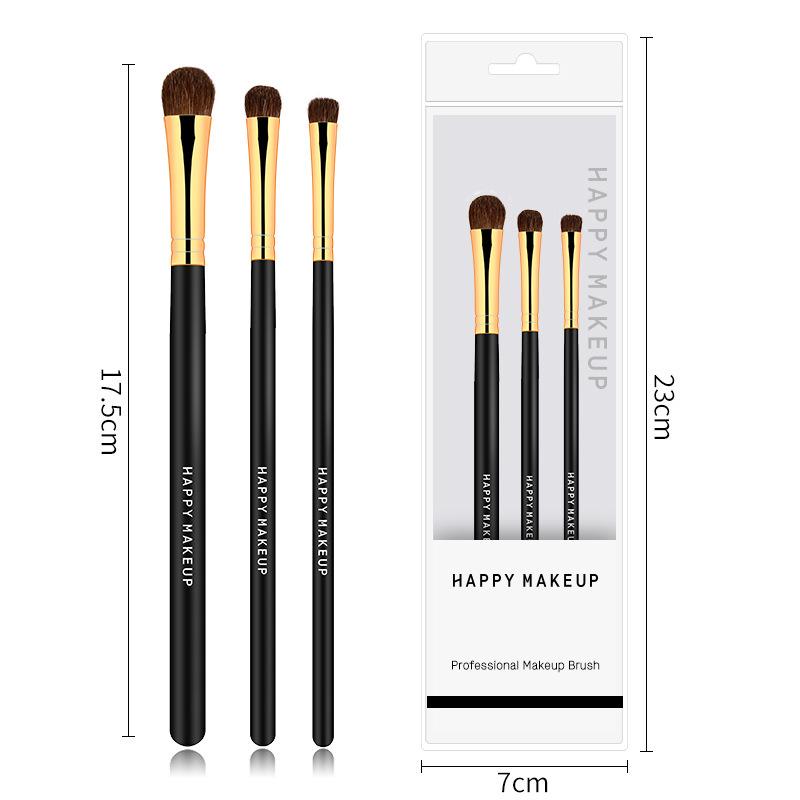 HappyMakeup Набор из 7 кистей для теней для век из шерсти пони - Портативный полный набор кистей для макияжа из шерсти животных