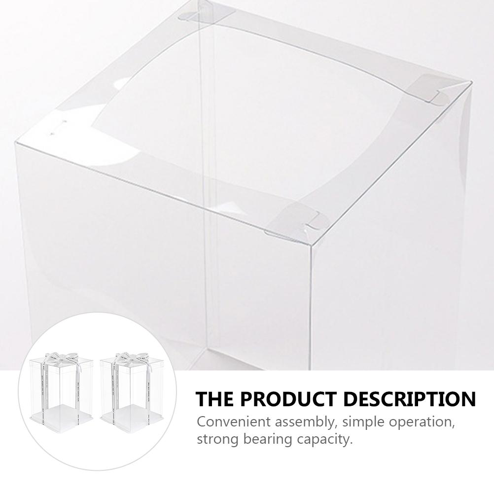2pcs Transparent Packing Box Plastic Birthday Cake Packaging Box Multiuse Gift Packaging Box Clear Cake Box Bakery Wrapping Box