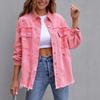 Denim Jacket Women's Solid Color Loose Jacket Ripped Fashion Long Sleeve Women's Denim Shirt
