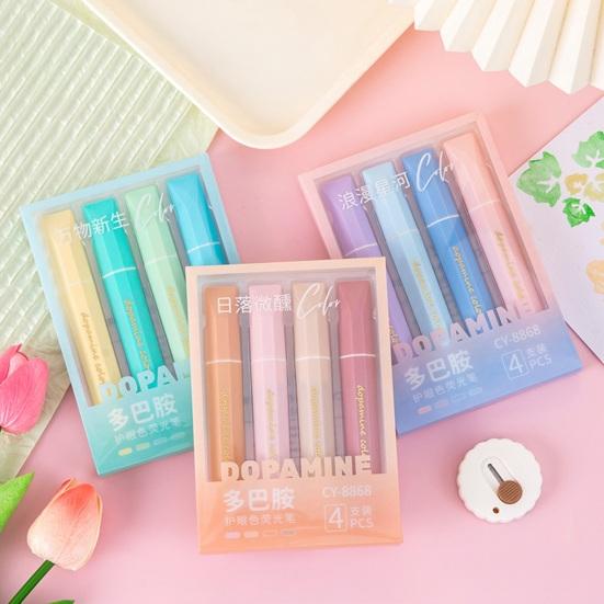 4Pcs Soft Tip Highlighter Set with Large Ink Capacity Pastel Eye-Care Markers Smooth Writing Highlighter Pen for Journaling Notes Cute School Supplies