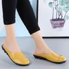 Women's Round Toe Half Slippers Leather Shoes Comfortable and Lightweight Slingbacks Shoes Elegant Solid Color Mule Shoes