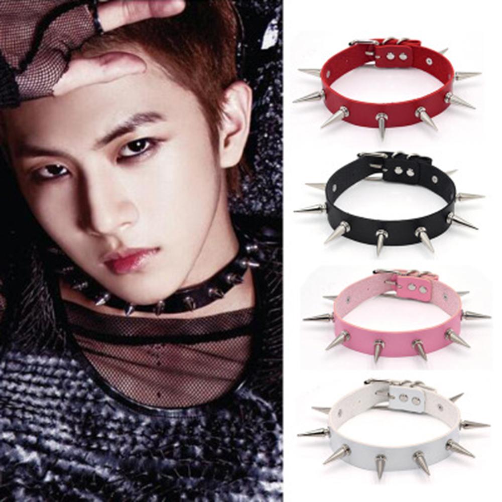 Buy 1x Punk Gothic PU Leather Rivet Chains O-Ring Buckle/Button Collar ...