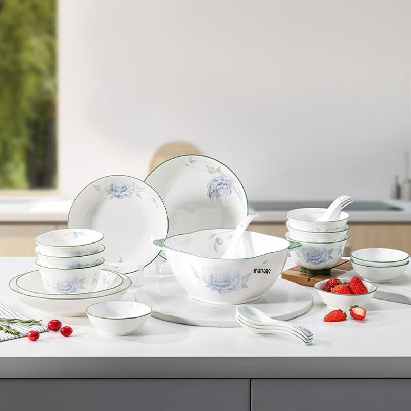 BURNEL Blue Porcelain Dinnerware Set