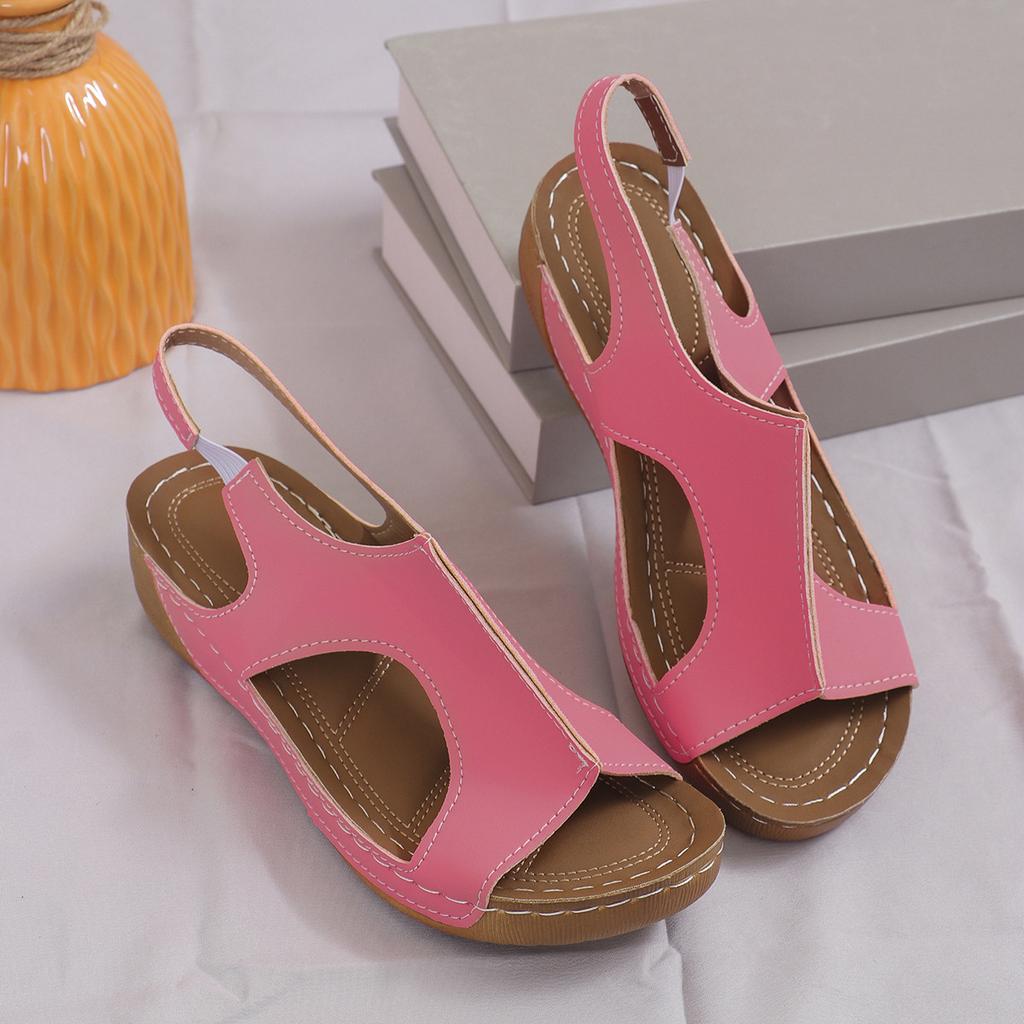 2025 nové letní sandály dámské boty velká velikost ležérní klínek silná podrážka elastický pásek sandály s otevřenou špičkou dámské skladem