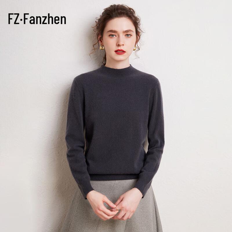 Fanzhen Women's 100% Cashmere Mock Neck Sweater