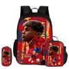 M-Mbappe 3-delige Set Dagelijkse Pakket Draagzak Potloodzakjes Schooltas Voetbalster Rugzak kind Mochila Sportrugzak Kinderen Cadeau