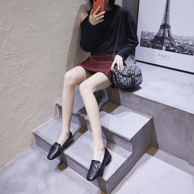 Small Leather Shoes Women 'S Korean Version All -Match New Single Shoes Thick Heel French Temperament Square Toe Not Tired Feet High Heels