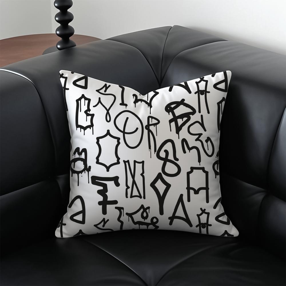 Simple English letters Cushion Cover Pillow Case Antidustmite Invisible zipper silky plush cushion