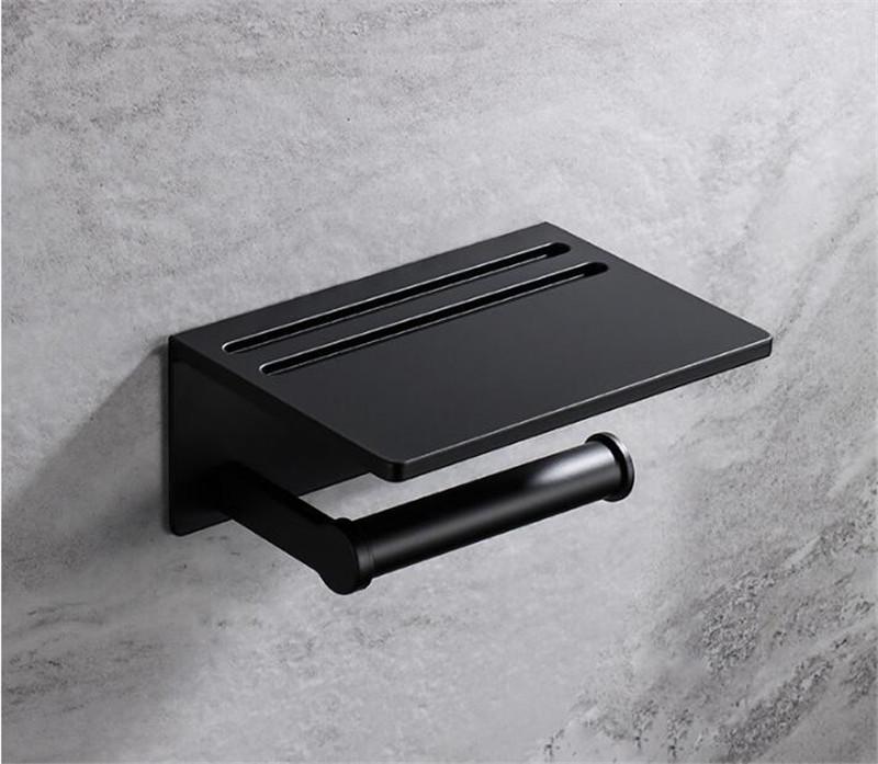 Tuqiu Bathroom Paper Holder Black Bathroom Paper Roll Holder Phone Holder Tissue Holder Box Rack Toilet Paper Holder Tissue Box