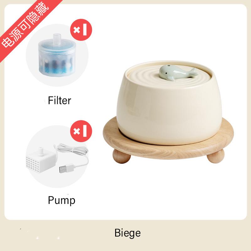 1.3L Ceramic Cat Water Fountain USB Charging Pet Water Feeders Dogs Automatic Circulating Filtration Flow Water Dispenser