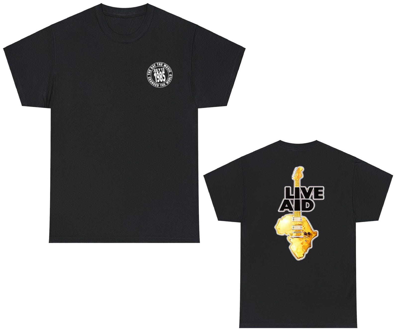 Live Aid 1985 Music Festival Black T-Shirt Size S to 5XL S
