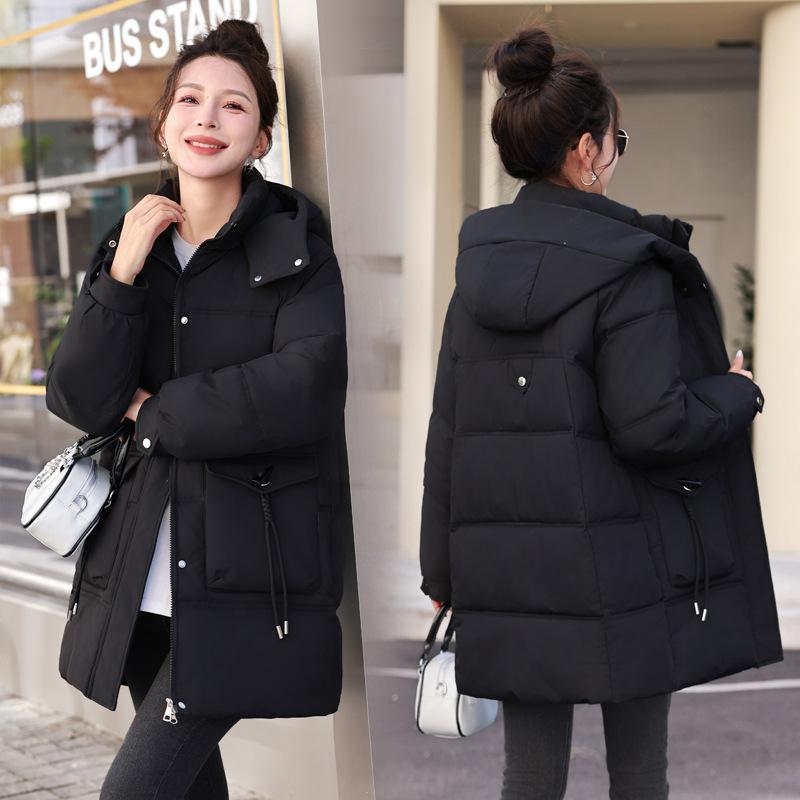 Down and padded jacket women's winter 2025 Korean version of the new women's fashion casual thickened warm mid-length hooded jacket