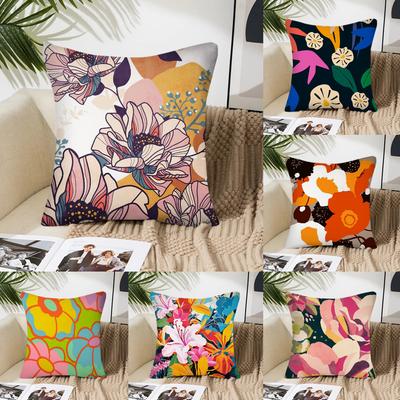 Bunte Blumen Kissenbezug Quadratisches Kissen Schlafzimmer Sofa Freizeit Komfort Kissen Auto Wohnzimmer Heimdekoration 40X40