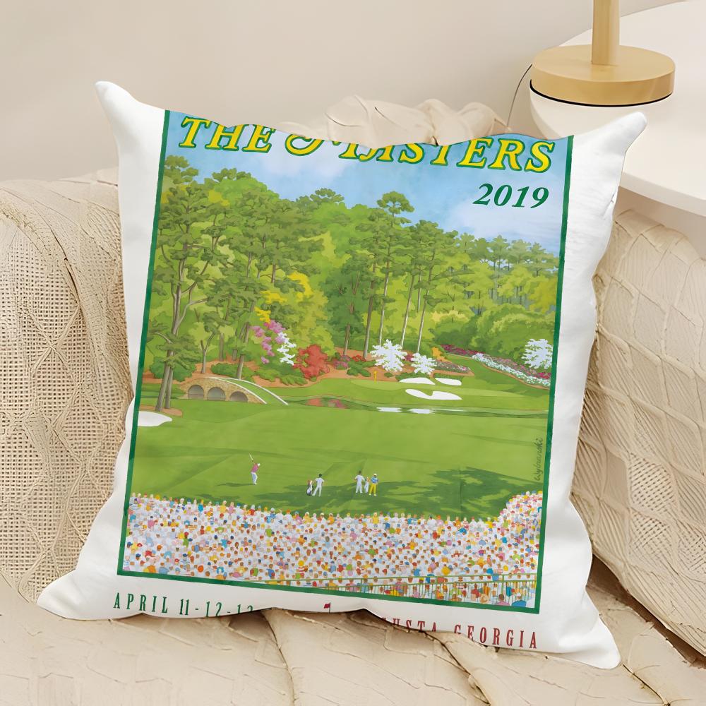Win Honor M-Masters Golf Tournament 2 Pillow Case Natural Linen Double-Sided Printing Sofa Home Decor Cushion Cover