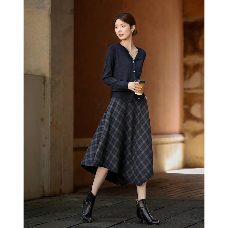 Women's Irregular Hem Plaid A-line Skirt