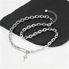 Hip Hop Splicing Chain Necklace for Men Boys,Stainless Steel Paper Clip Four-point Star Charm Chokers,Punk Streetwear Jewelry