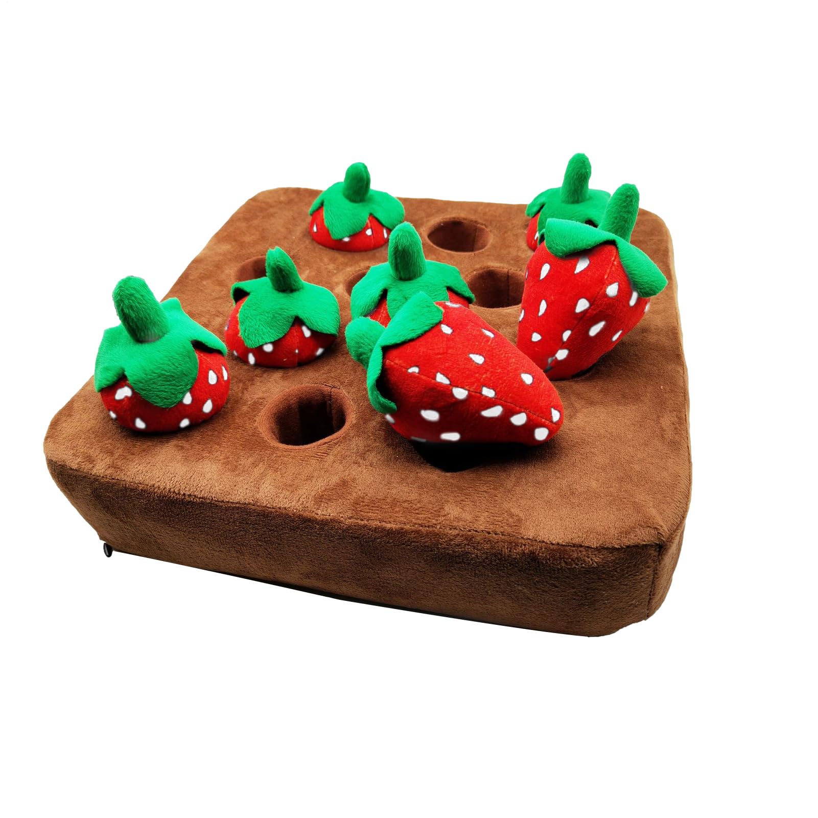 

Interactive Plush Strawberry Pet Toy Puzzle for Chewing and Playing Designed to Stimulate Pets and Encourage Problem Solving Skills ONE SIZE