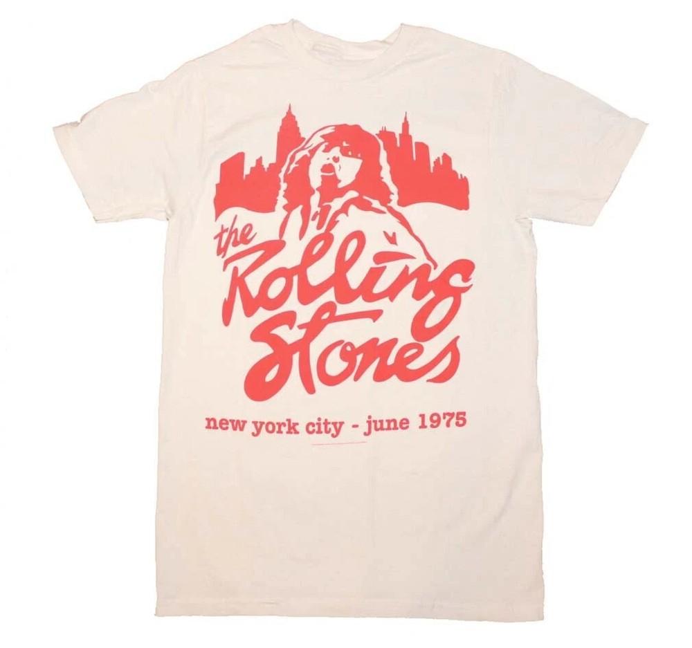 Rolling Stones Mick June 1975 Mens T Shirt Rock And Roll Music Tee Vintage White Unisex T-Shirt L