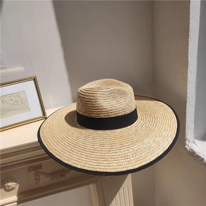 Sommerstrohhut mit breiter Krempe Strohhut mit Strohschleifenrand für Reisen am Meer Sonnenhut Sombreros para el sol