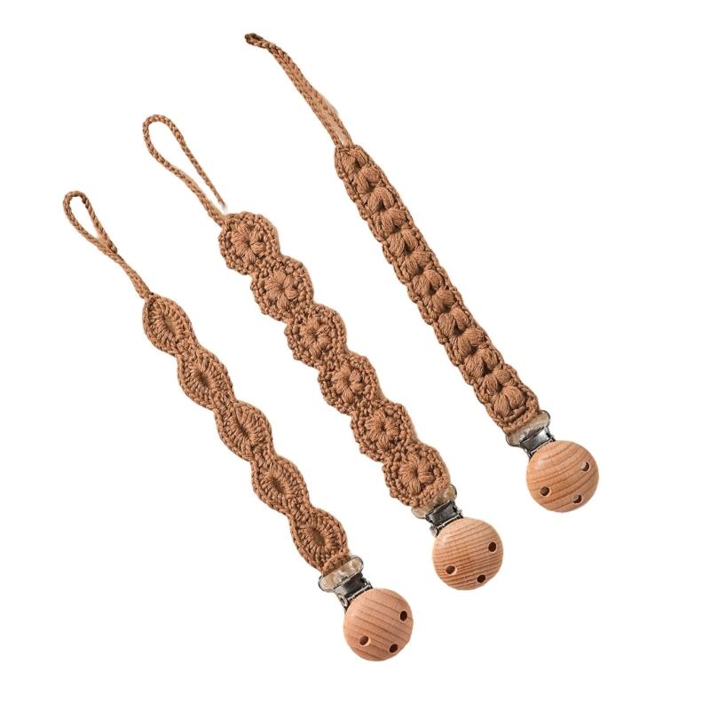 3pcs Newborns Dummy Chain Baby Soother Chain Pacifier Holder Woven Dummy Clip Toddlers Infant Pacifier Strap Baby Supply