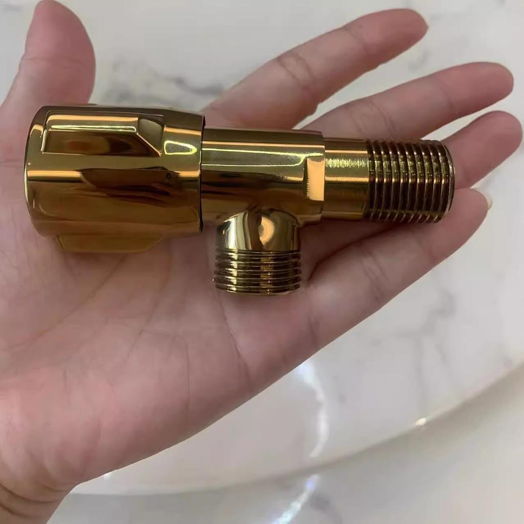 Gold Angle Valve Brass Wall Mount Angle Valve for Toilet Universal Stop Chrome Water Triangle Valve for Faucet and Toilet