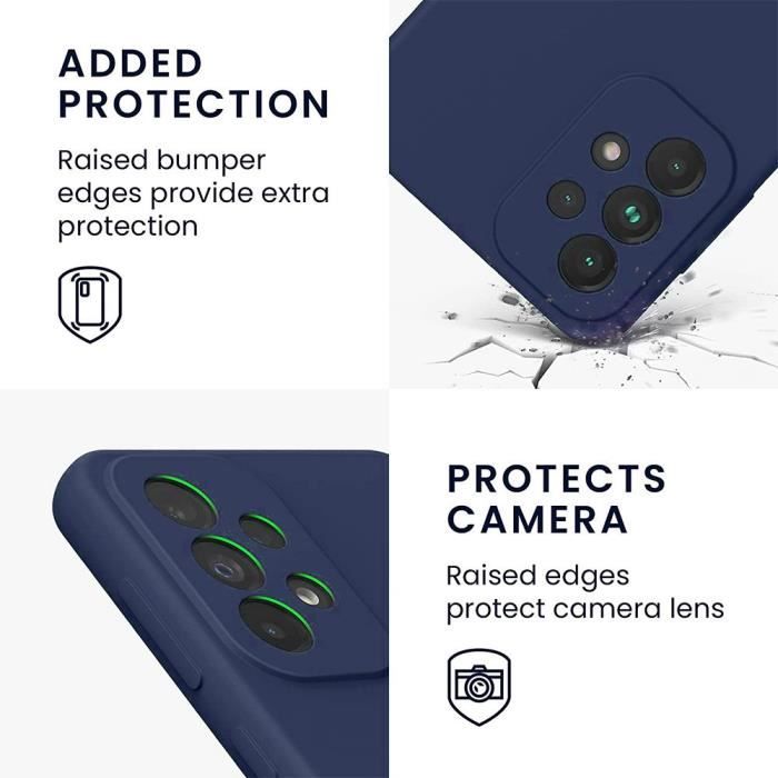 Coque de téléphone - Samsung - A33 5G - Protection silicone antichoc - 2 verres trempés - Bleu marine