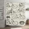 Vintage Bicycle Shower Curtain Waterproof Bathroom Decor With Retro Style Classic Design 3D Printed Black White Cycle Wall Hangi