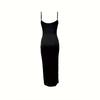 Summer Casual Sleeveless Square Neck Dresses for Female Solid Color Side Split Drawstring Tight Dress Women's High Waist Dress Party Evening Dress