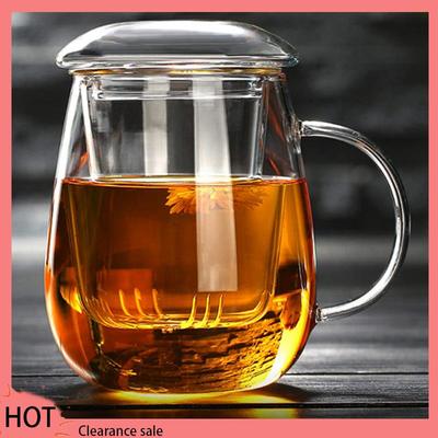 A88Z 4X 550Ml Tea Mug With Lid Filter,Coffee Cups Tea Set Mugs Beer Drink Office Mug Transparent Drinkware Glass Cup
