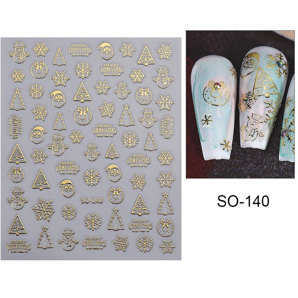 Christmas Nail Art Stickers Nail Decals Self-Adhesive Gold Silver White Snowflake Elk Bell Xmas Tree Design DIY for Women Girls