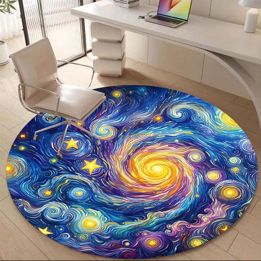 1PC Galaxy Swirl Office Round Area Rug, Mat Suitable ForOffice, Under Office Chairs Bedroom Living Room Home Decor, Room Deco