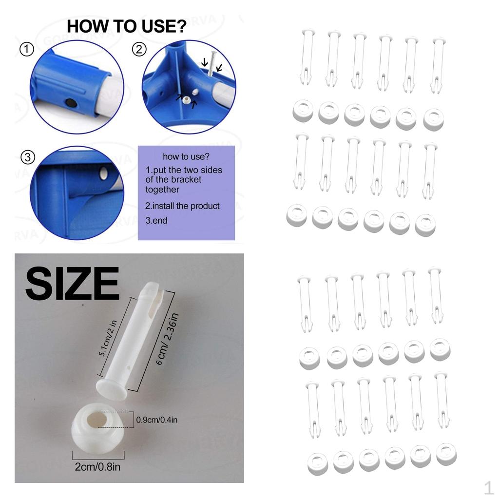 

Plastic Pool Joint Pins & Rubber Seals For Metal 24Pcs