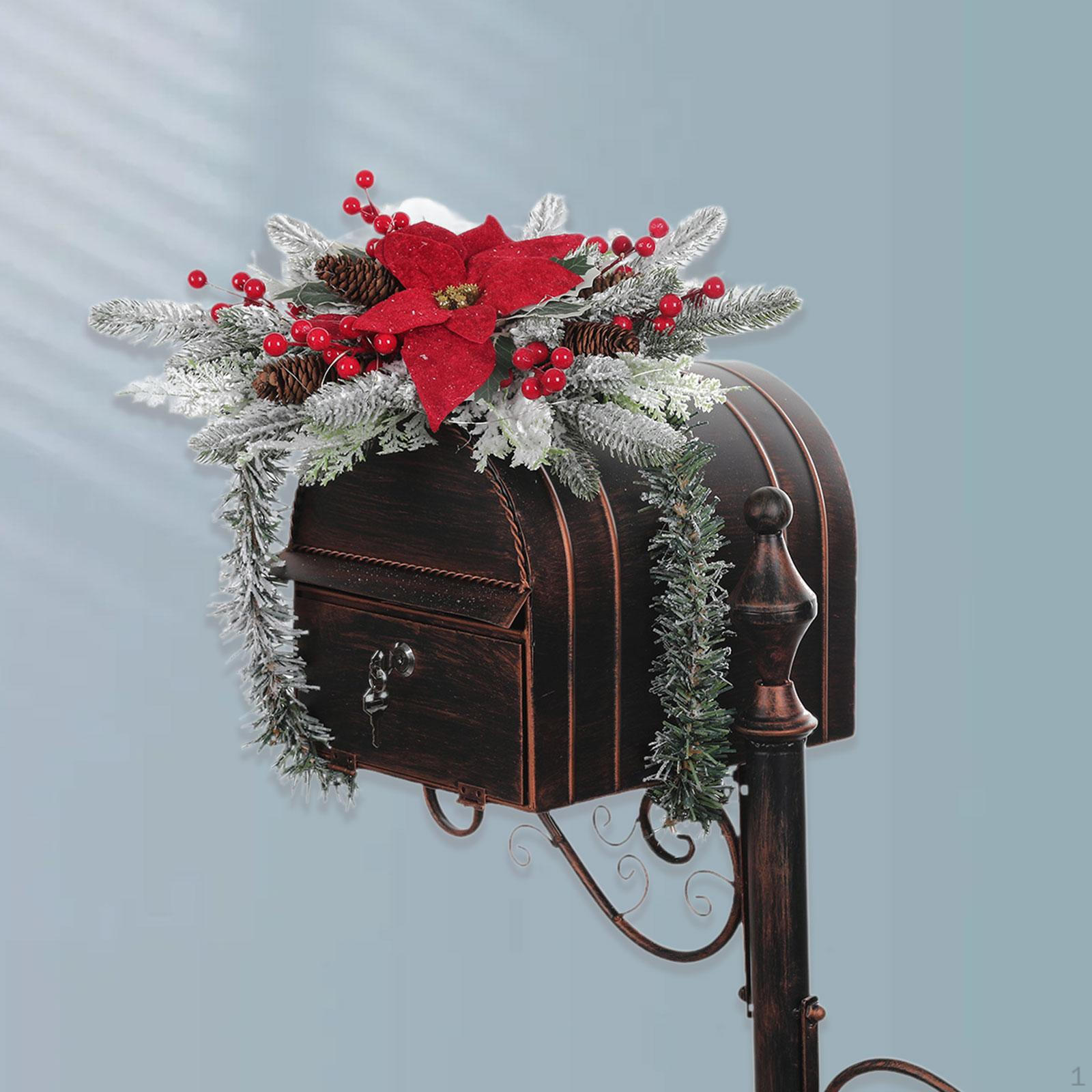 

Искусственный венок для украшения рождественского почтового ящика, настенный орнамент и гирлянда Red Flower