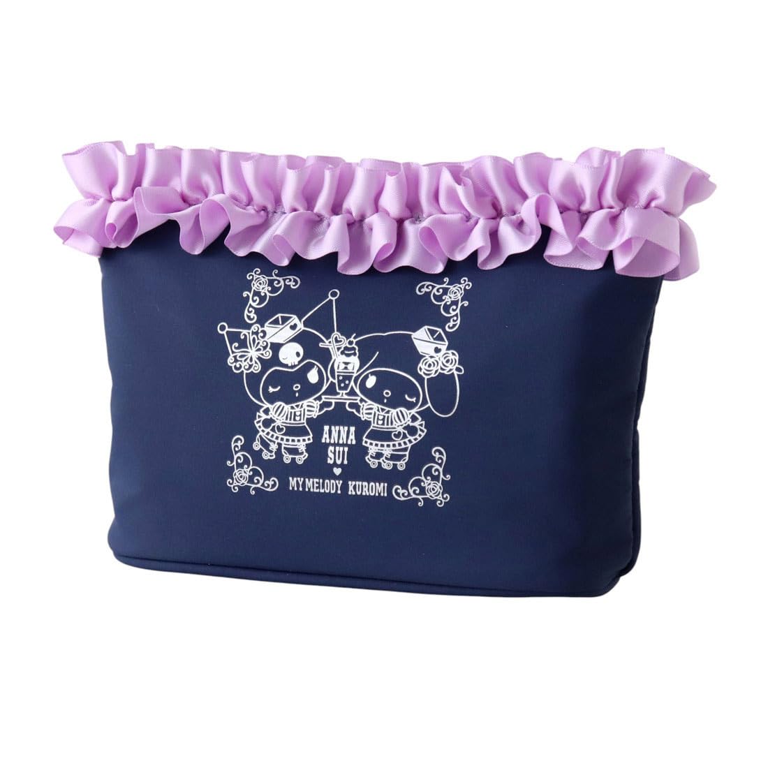 Anna Sui x My Melody Kuromi Pouch Limited Collaboration Art Lined Gathered Frill [Anna Sui] (Navy) 001394-0001-03
