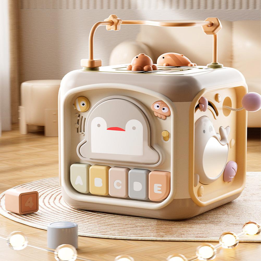 Baby Activity Cube Cute Cartoon Animal Activity Play Cube With Music Sensory Toys Gifts For Toddlers Ages 0-3