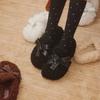 Retro Thick-soled One-pedal Slippers Velvet Cotton Shoes Autumn and Winter Design Sense Fashion French Casual Fluffy Shoes Women's Shoes