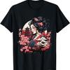 Geisha With Mount Fuji And Pagoda Cherry Blossom T-Shirt(21)